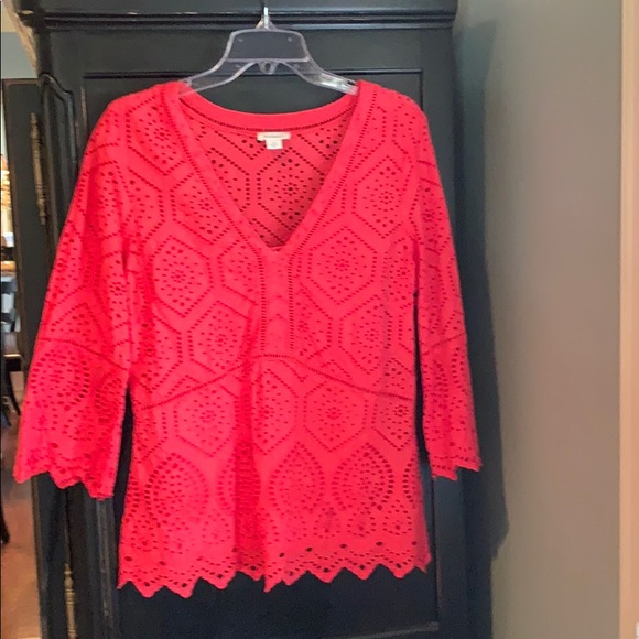 Sundance Tops - Beautiful coral eyelet top from Sundance